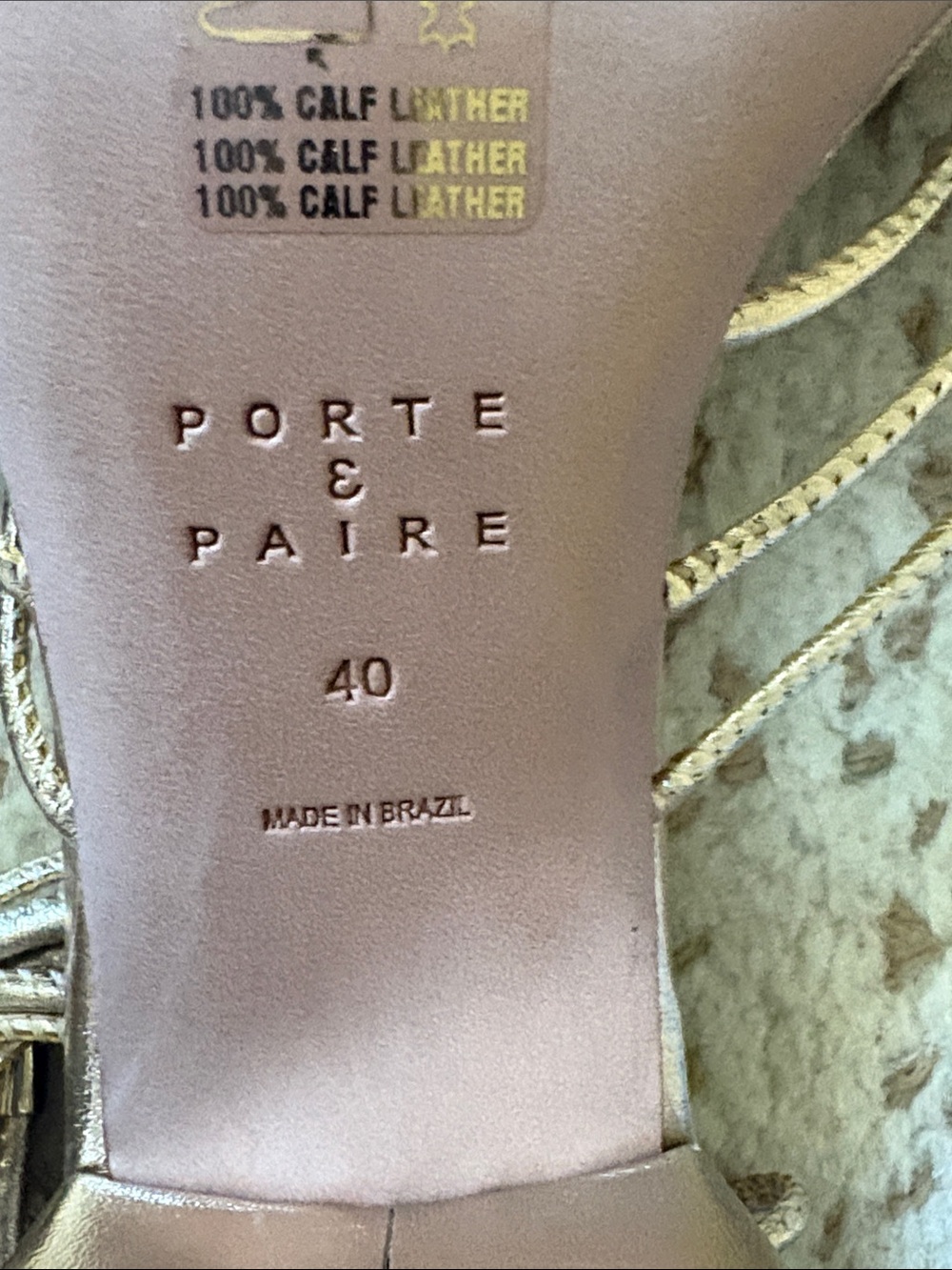 PORTE & PAIRE Metallic Leather Sandals Size 9 - Picture 6 of 13